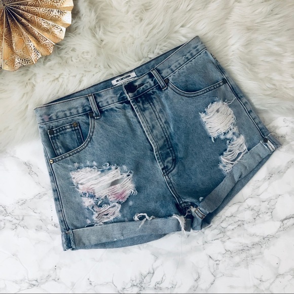 One Teaspoon Pants - One Teaspoon Outlaws Distressed Jean Shorts